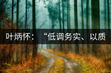 葉炳懷：“低調(diào)務(wù)實(shí)、以質(zhì)取勝”