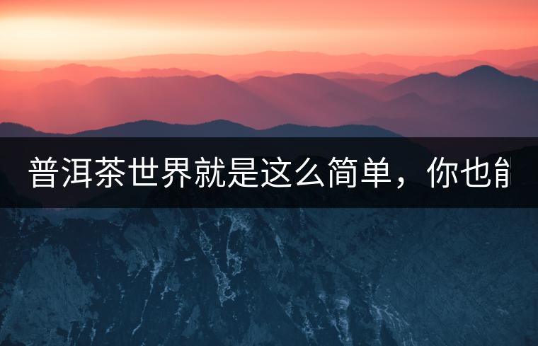 普洱茶世界就是這么簡(jiǎn)單，你也能懂！