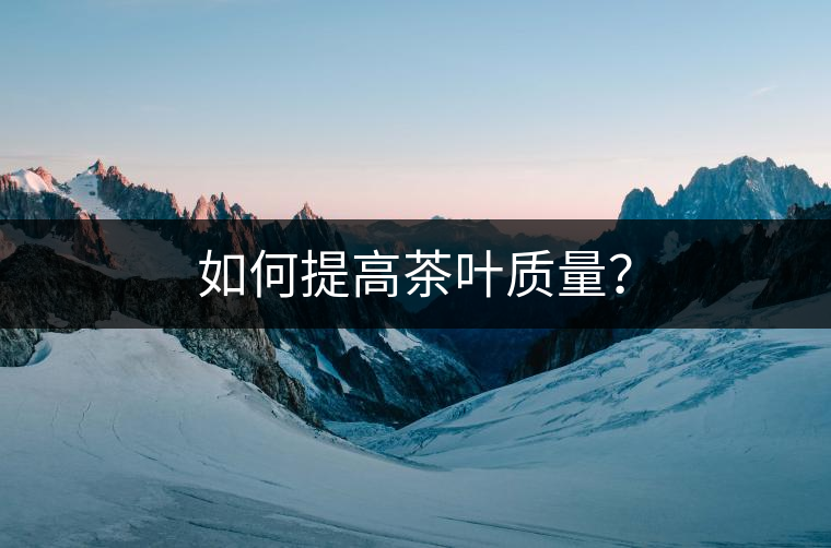 如何提高茶葉質量？