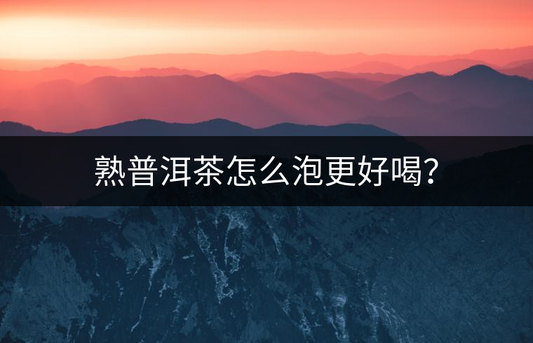 熟普洱茶怎么泡更好喝？