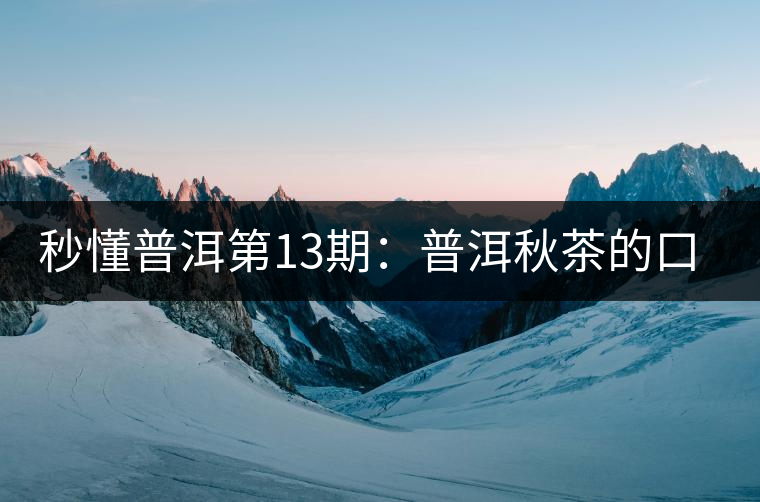 秒懂普洱第13期：普洱秋茶的口感特點？