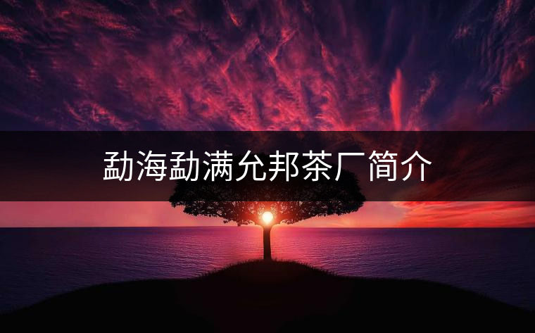 勐海勐滿(mǎn)允邦茶廠(chǎng)簡(jiǎn)介