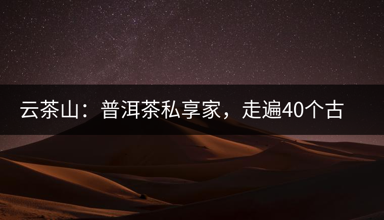 云茶山：普洱茶私享家，走遍40個古寨，24小時提供專家評分與產(chǎn)地茶農(nóng)一手報價